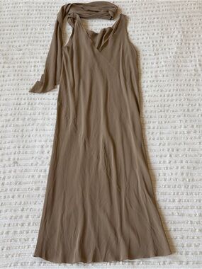 COS The Silk Scarf Midi Dress in Dark Beige Size 38 / US 6